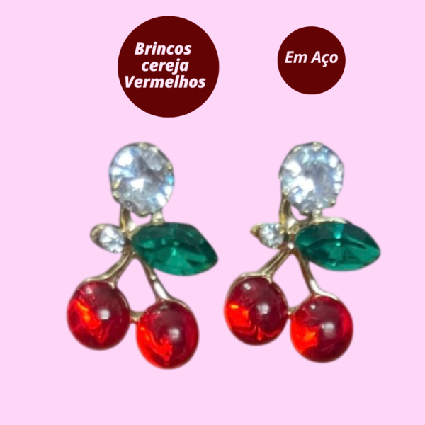 Brincos cereja  vermelha