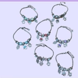 Pulseira contas prata aço