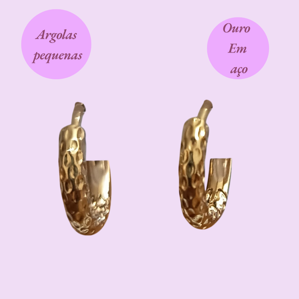 Argolas trabalhadas pequenas em aço